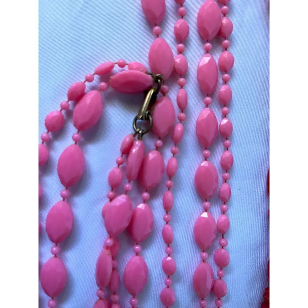 Lot of 4 plastic 1970's Vintage Long Necklaces